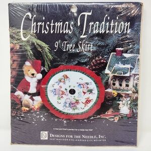Vintage Christmas Tradition 9 Inch Tree Skirt Cross Stitch Project Kit